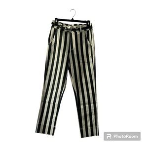 UNIQ New Women's Pants Stripe Grey and White With Belt Straight Leg with Pockets